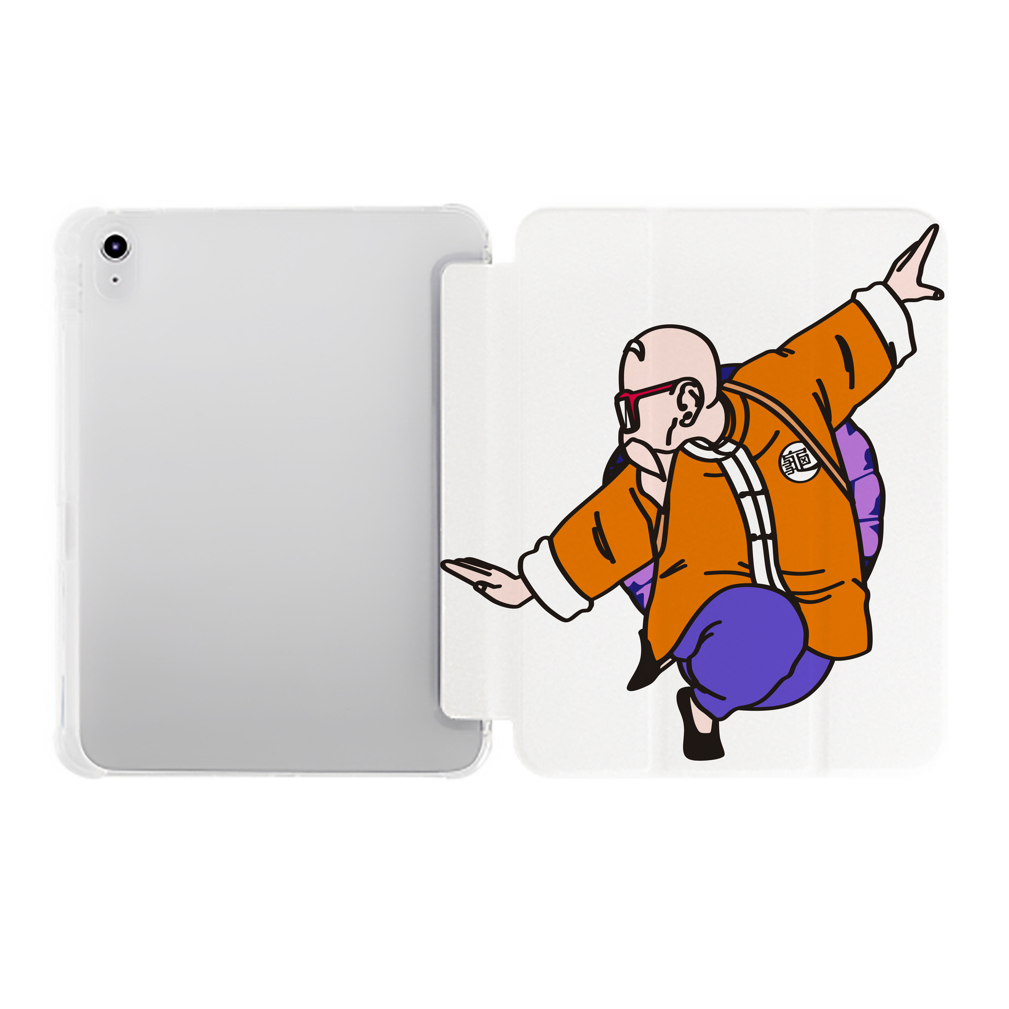 （画像用） ドラゴンボール 亀仙人（かめせんにん） DRAGON BALL Master Roshi Kame Sennin IPad ケース ペン収納付き 三つ折りスタンド PUレザー×シリコン 対応機種9.5/10.5/10.9インチ